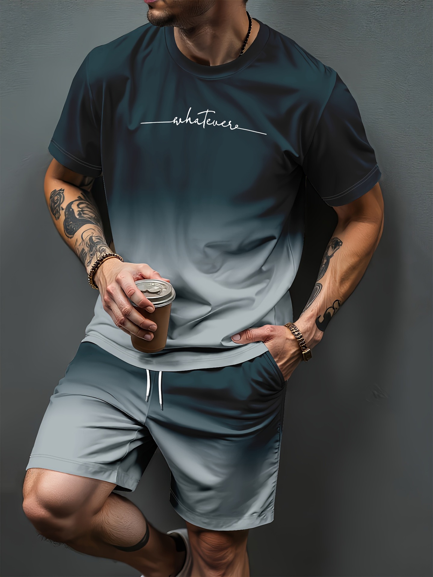 Summer Alt Clothing - Gradient Letter Pattern 3D Print Tracksuits