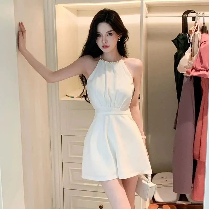 Summer Vacation Clothing Women - Cool White Woman Shorts Office Light