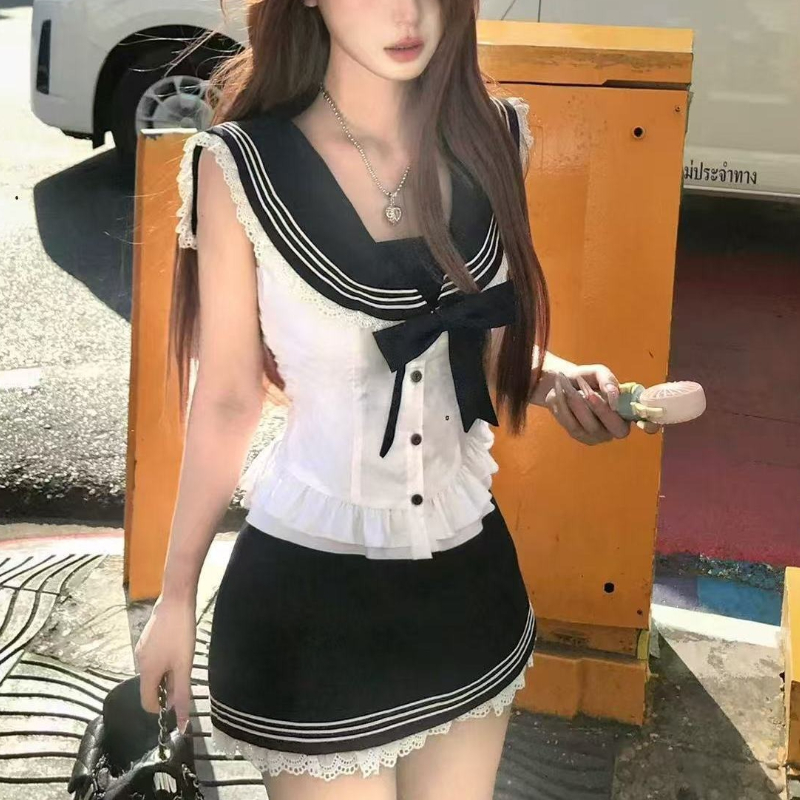 Summer Alt Clothing - College Style Bow Sweet 2 Piece
