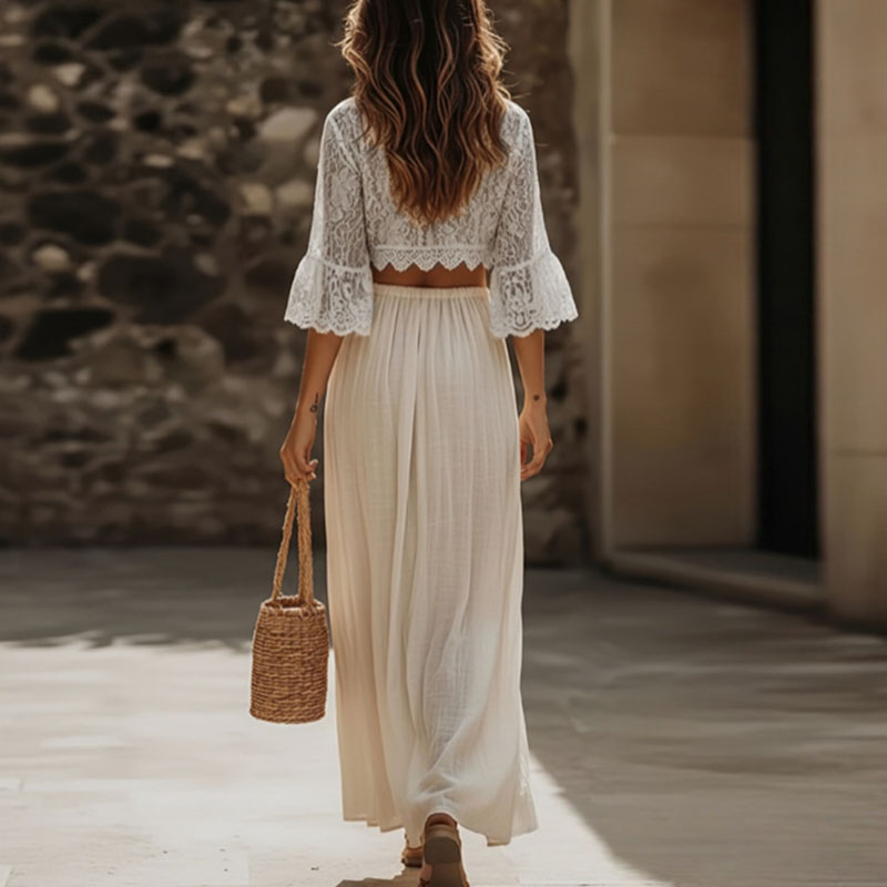 Womens Bohemian Lace Two Piece - Summer Vacation Clothing Women review and price