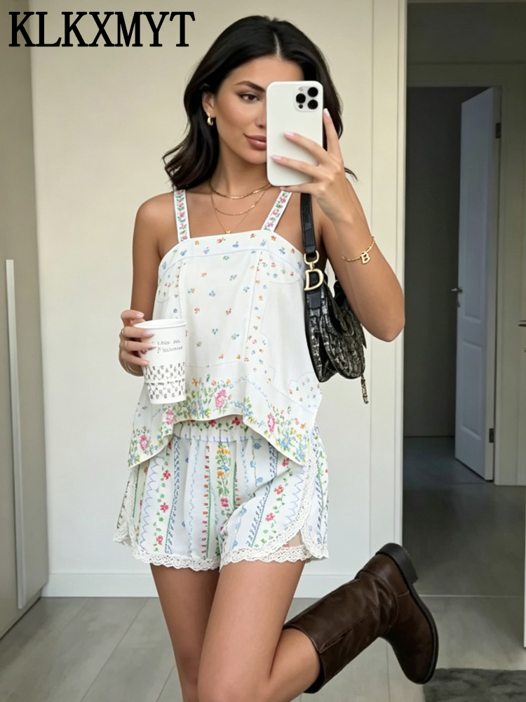 Fashion Flower Print Shorts Se - Summer Vacation Clothing Women review and price