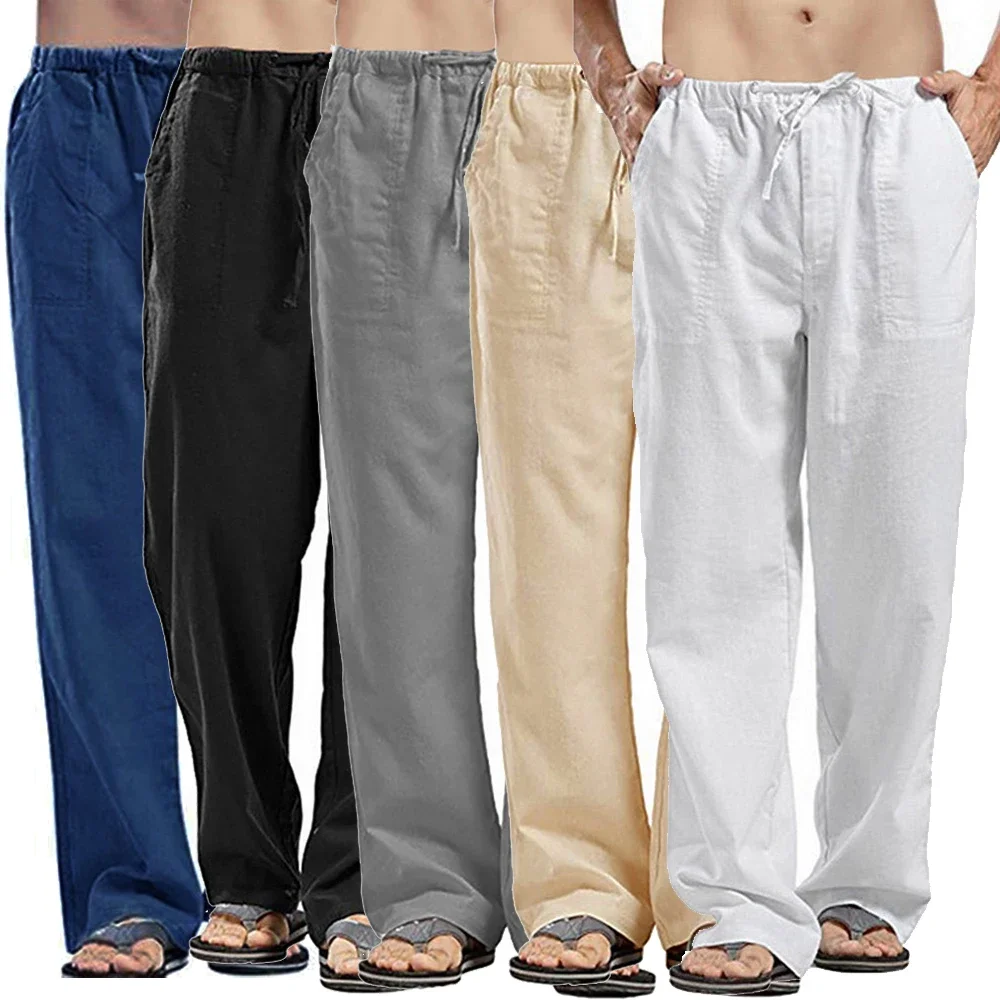 Men's Casual Pants Cotton Line - Summer Clothing Men Linen review and price