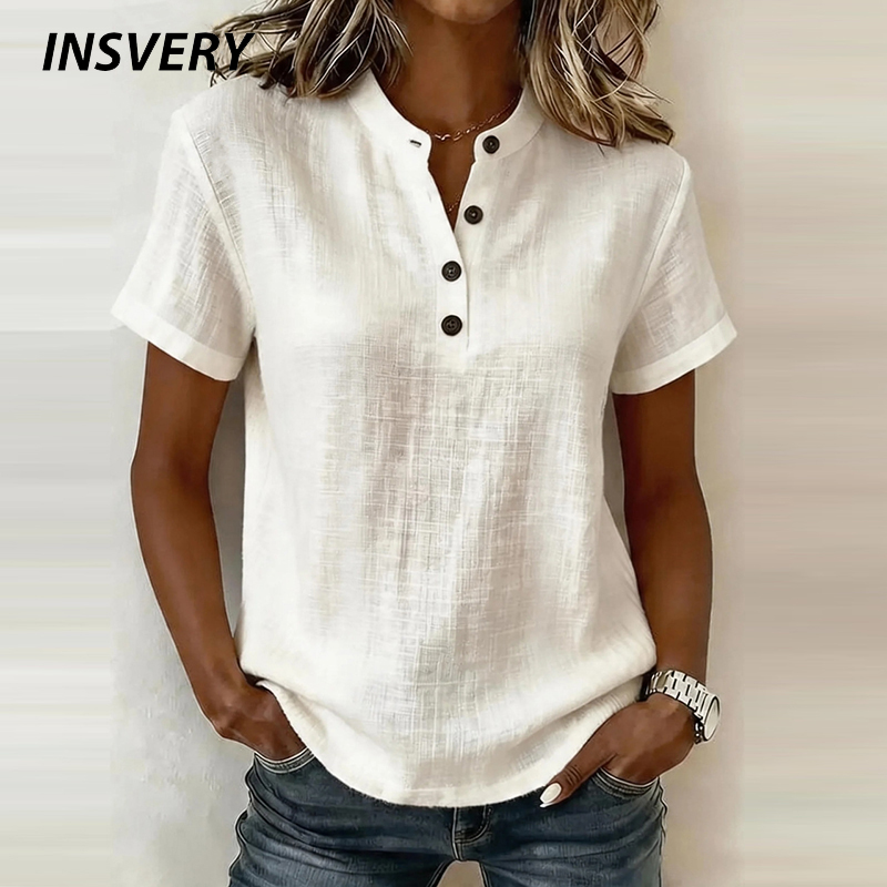 Summer Short Sleeve Basic Blou - Summer Clothing Men Linen review and price