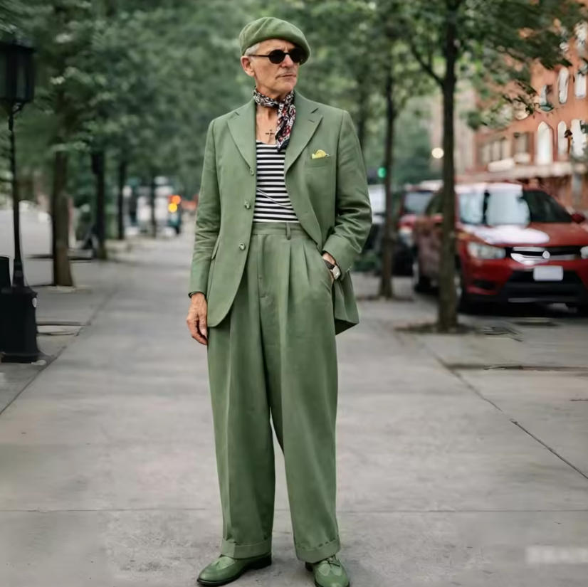 Brown Linen Men Suits 2 Pieces - Summer Clothing Men Linen review and price