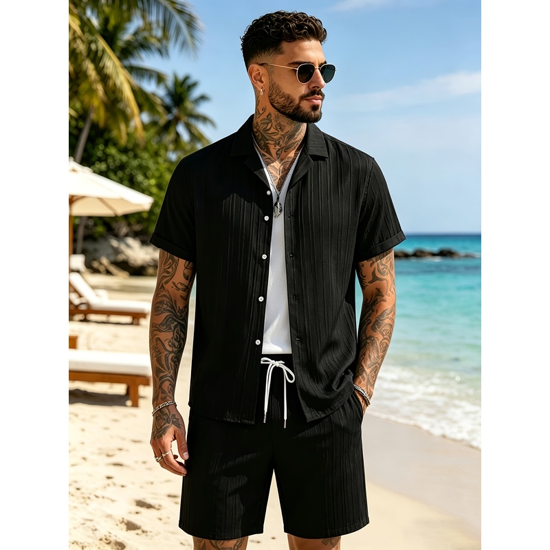 2Men's Summer Casual Suit Set， - Summer Clothing For A Beach review and price
