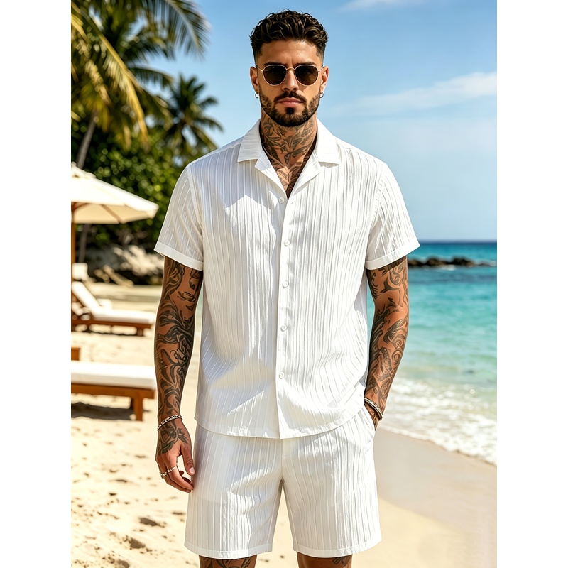 2Men's Summer Casual Suit Set， - Summer Clothing For A Beach review and price