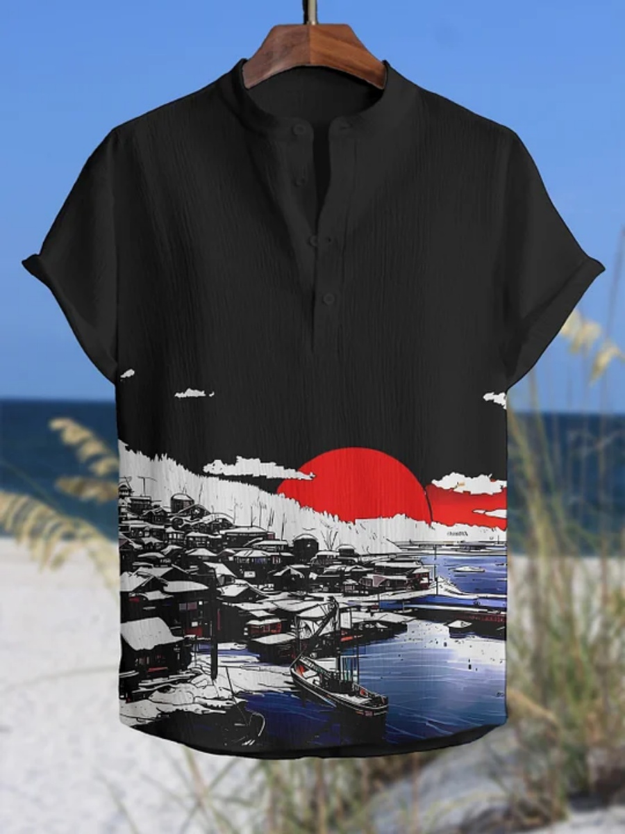 Men's polo shirt octopus print - Summer Clothing Men Linen review and price