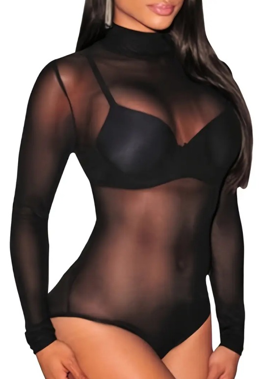 High Elastic Turtleneck Long S - Swim Cover Up Mesh review and price