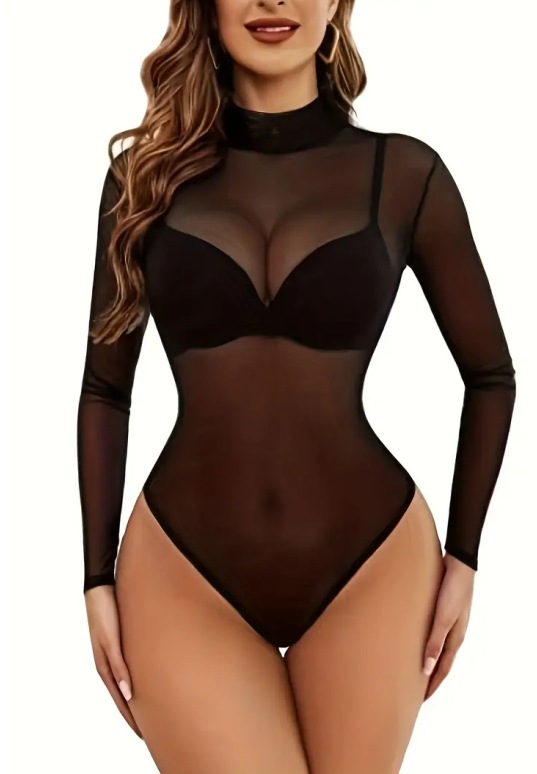 High Elastic Turtleneck Long S - Swim Cover Up Mesh review and price